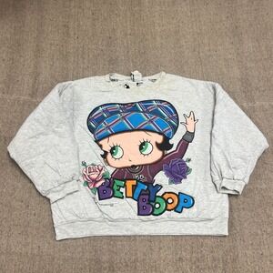Vintage Betty Boop Sweatshirt Large Gray 1990s‎